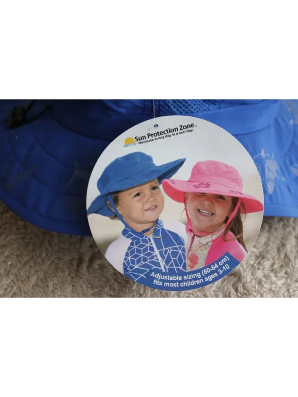 Sun Protection Kids Boys Shark Print Safari Sun Hat Blue Ages 3-10 Adjustable